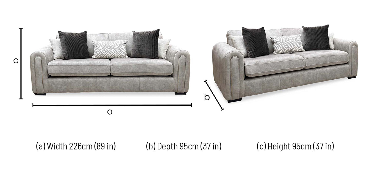 ‘Amara’ Dapple Stone Fabric 3 Seater Sofa