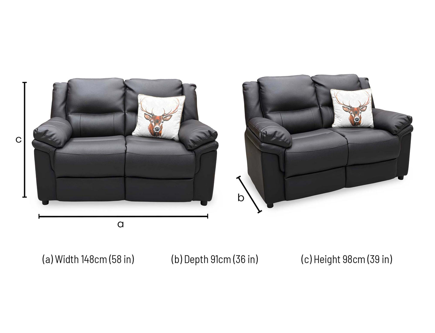 ‘Albion' Chocolate Brown Luxury Faux Leather High Back 2 Seater Sofa