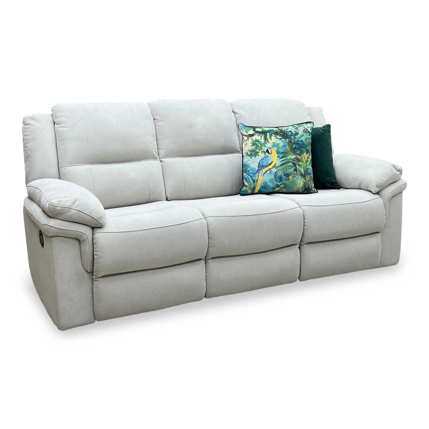 ‘Albion’ Grey Chenille 3 Seater High Back Manual Recliner Sofa