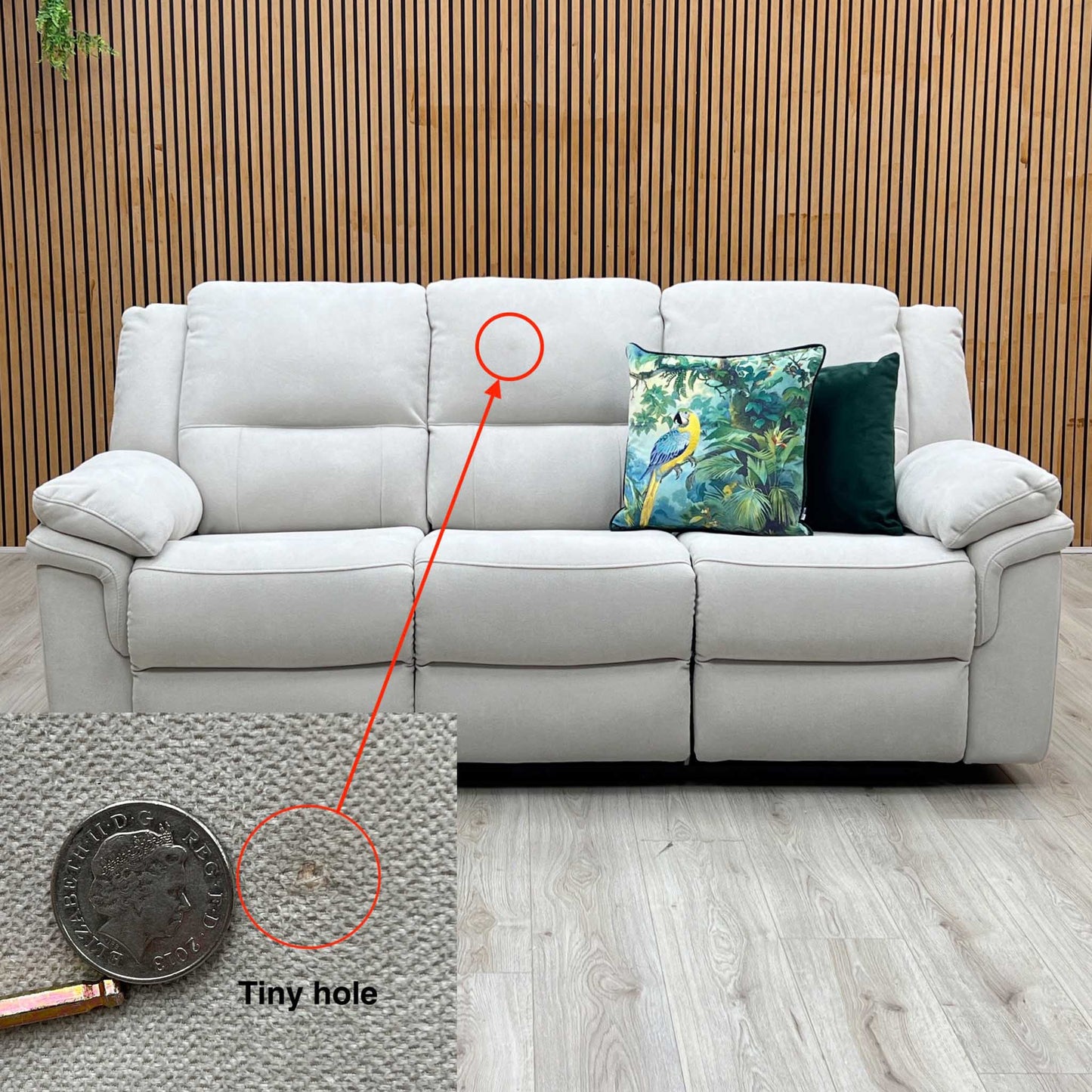 ‘Albion’ Grey Chenille 3 Seater High Back Manual Recliner Sofa