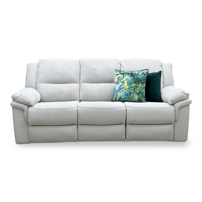 ‘Albion’ Grey Chenille 3 Seater High Back Manual Recliner Sofa