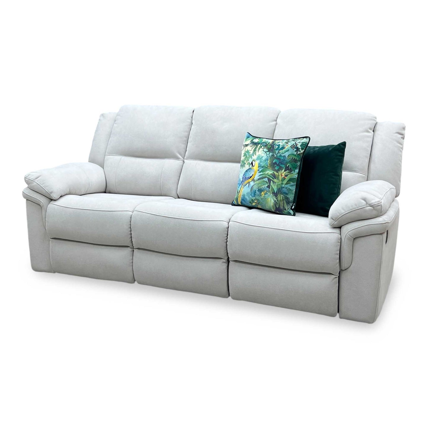 ‘Albion’ Grey Chenille 3 Seater High Back Manual Recliner Sofa