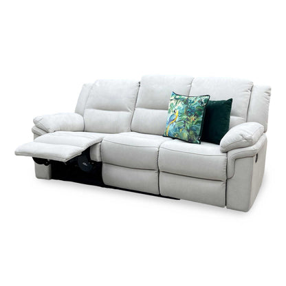 ‘Albion’ Grey Chenille 3 Seater High Back Manual Recliner Sofa