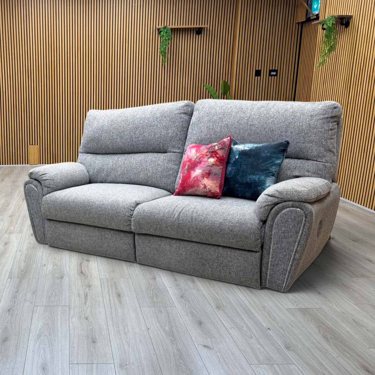 ‘Willow’ Grey Fabric Power Recliner 3 Seater Sofa