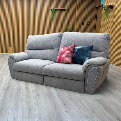 ‘Willow’ Grey Fabric Power Recliner 3 Seater Sofa