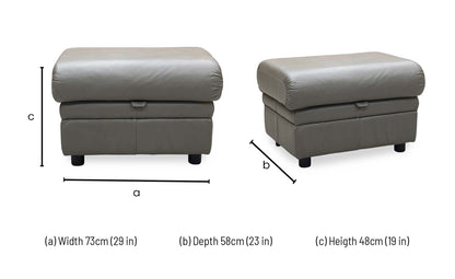 Parker Knoll ‘Hudson 23’ Olive Grey Leather Storage Footstool