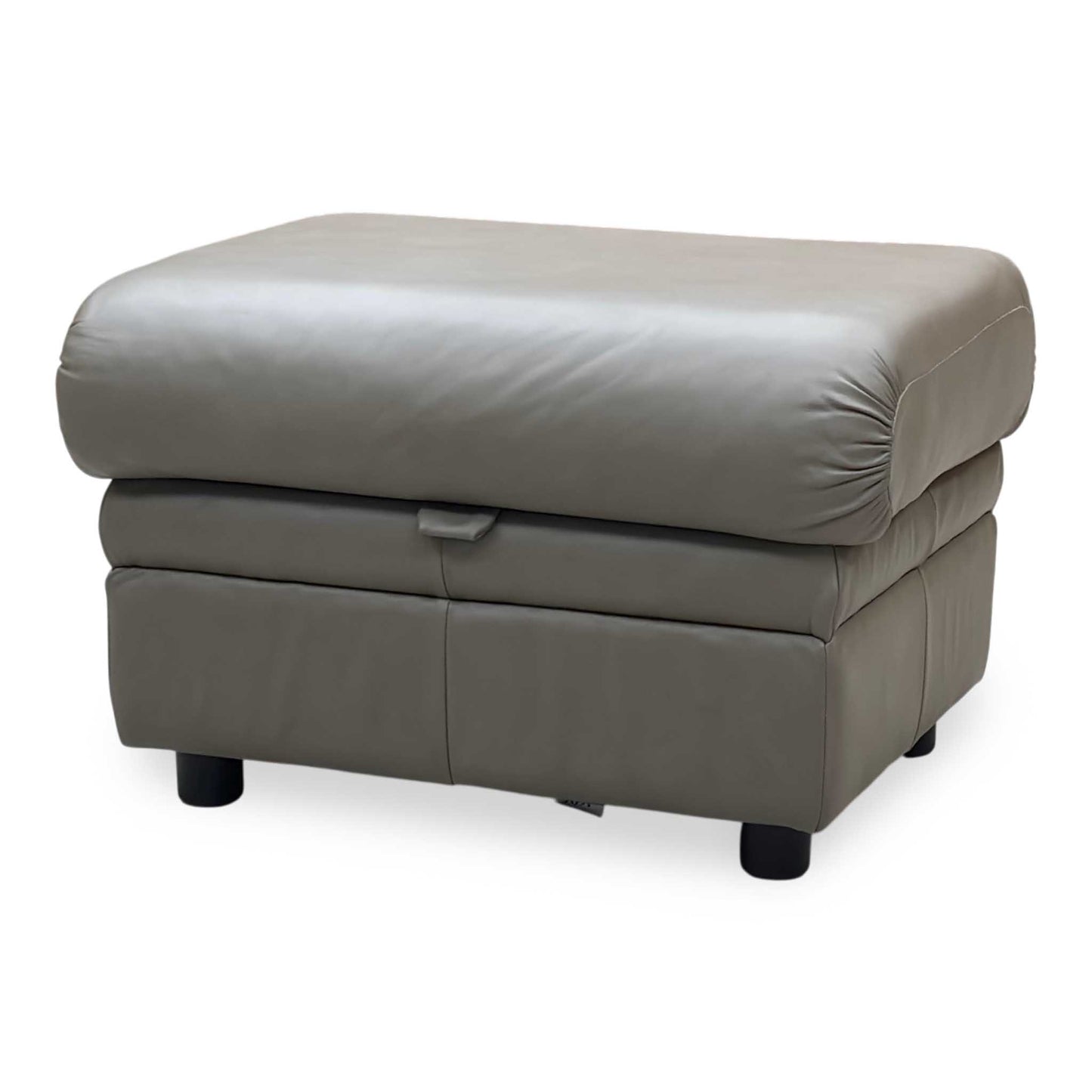 Parker Knoll ‘Hudson 23’ Olive Grey Leather Storage Footstool