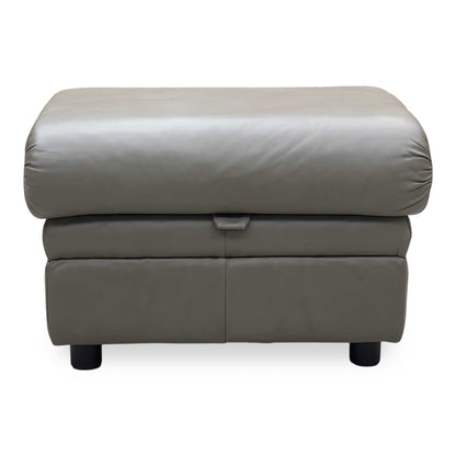 Parker Knoll ‘Hudson 23’ Olive Grey Leather Storage Footstool