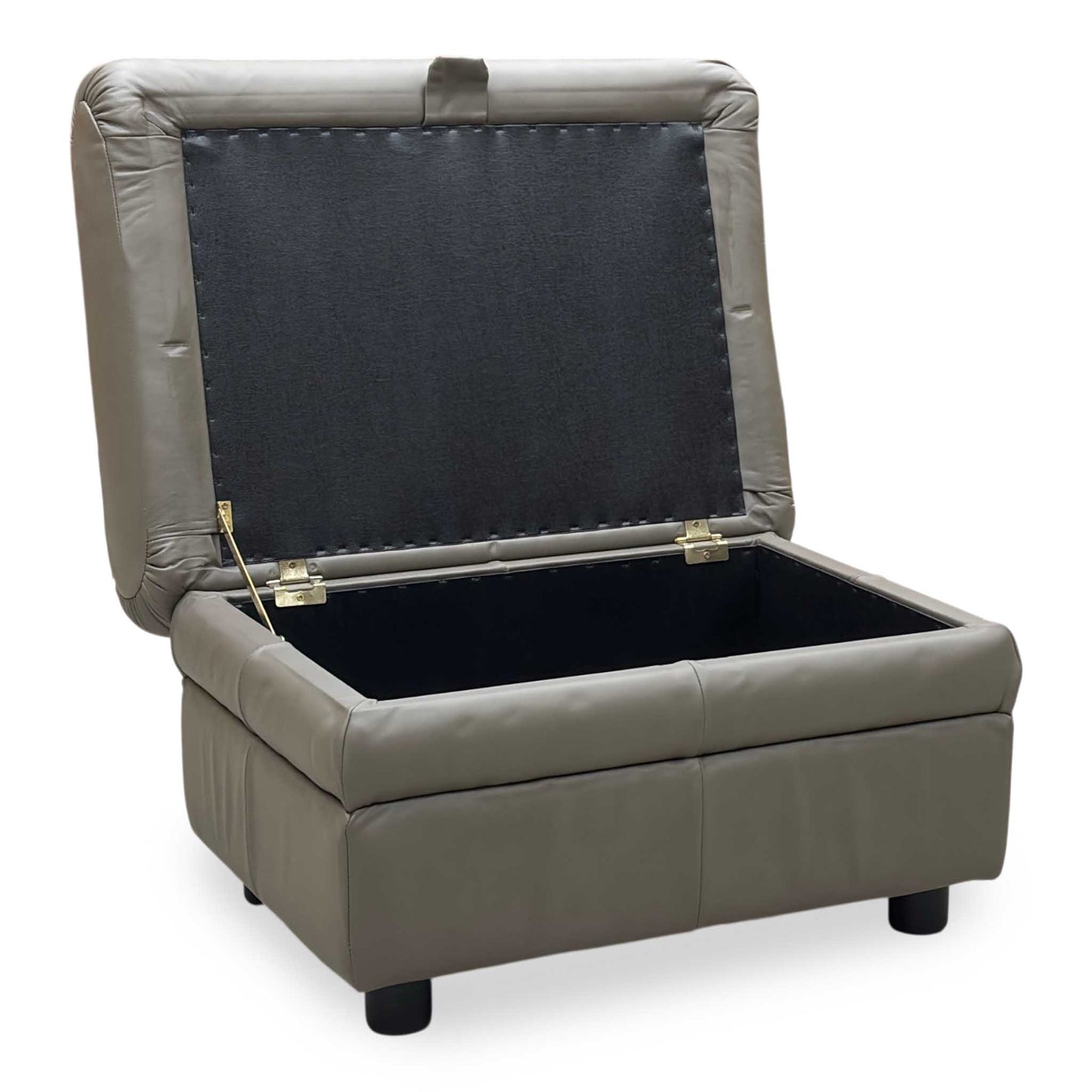 Parker Knoll ‘Hudson 23’ Olive Grey Leather Storage Footstool