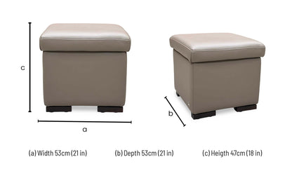 Nicoletti ‘Tosca’ Pelle Botero 2152 Taupe Leather Coffee Table Storage Footstool