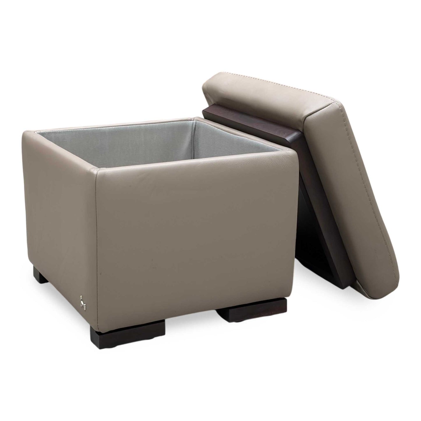 Nicoletti ‘Tosca’ Pelle Botero 2152 Taupe Leather Coffee Table Storage Footstool
