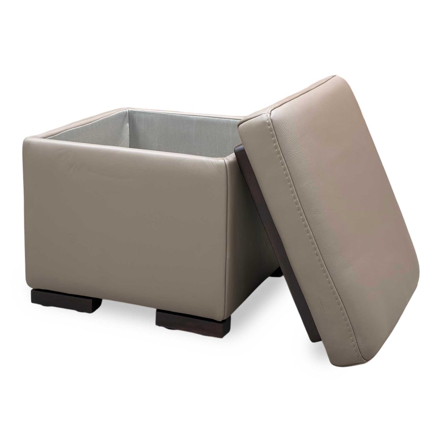 Nicoletti ‘Tosca’ Pelle Botero 2152 Taupe Leather Coffee Table Storage Footstool
