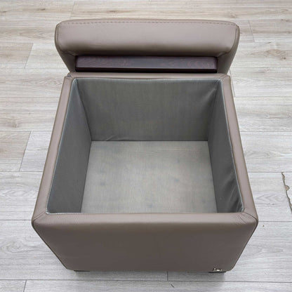 Nicoletti ‘Tosca’ Pelle Botero 2152 Taupe Leather Coffee Table Storage Footstool