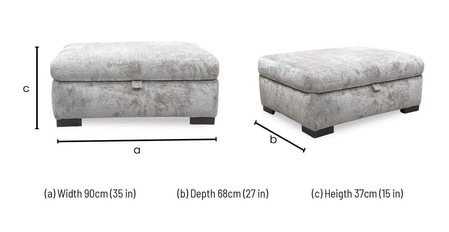 ‘Lush’ Grey Fabric Storage Footstool