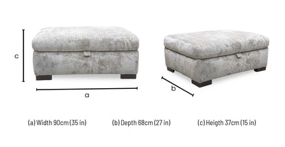 ‘Lush’ Grey Fabric Storage Footstool