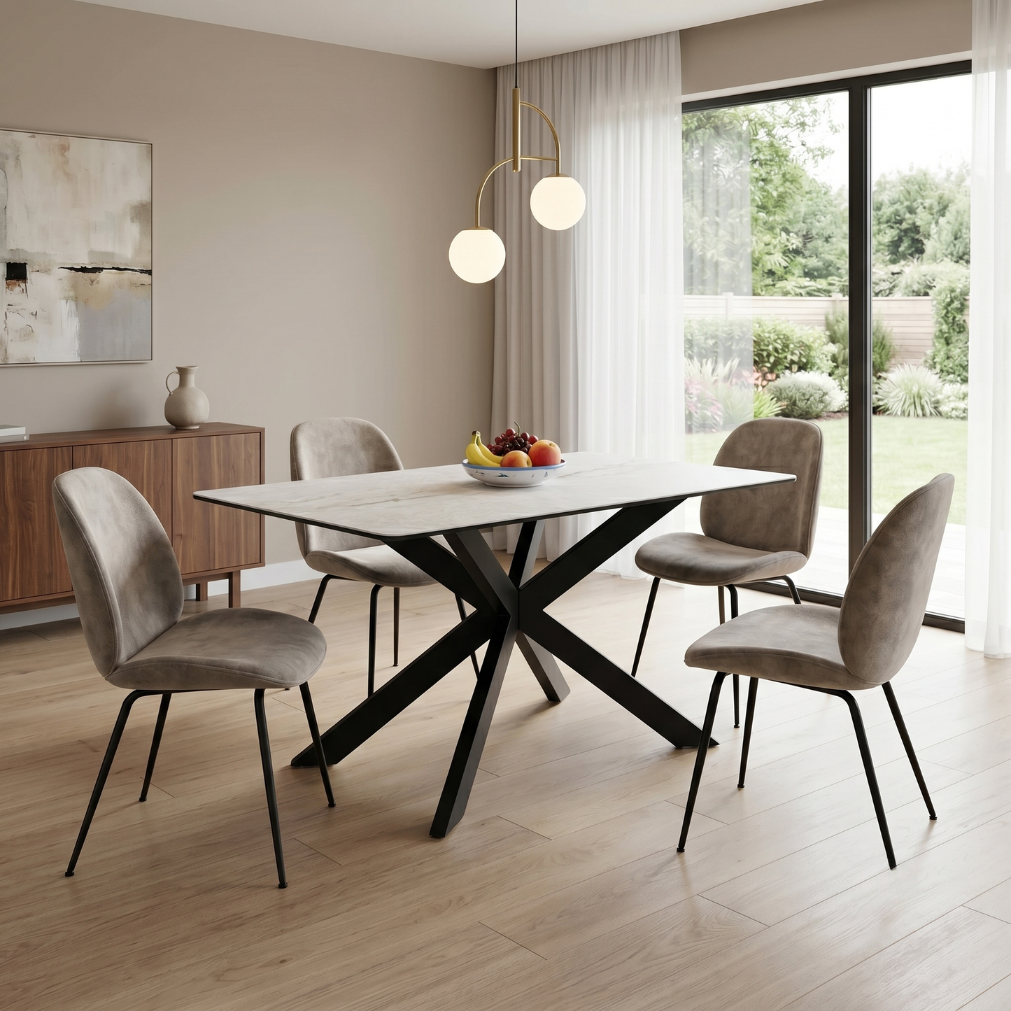 ‘Luno’ Ceramic Top Fixed Dining Table