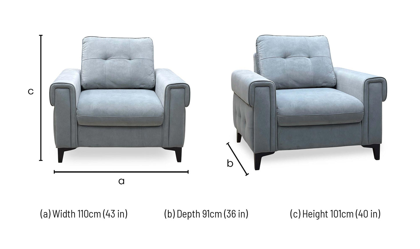 ‘Zoom’ Nappe Velvet Grey Nv-0107 Fabric Armchair