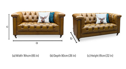 At The Helm ‘Wallace’ X3y1-1957ls Inca Leather 2 Seater Chesterfield Sofa