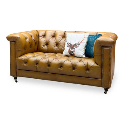 At The Helm ‘Wallace’ X3y1-1957ls Inca Leather 2 Seater Chesterfield Sofa