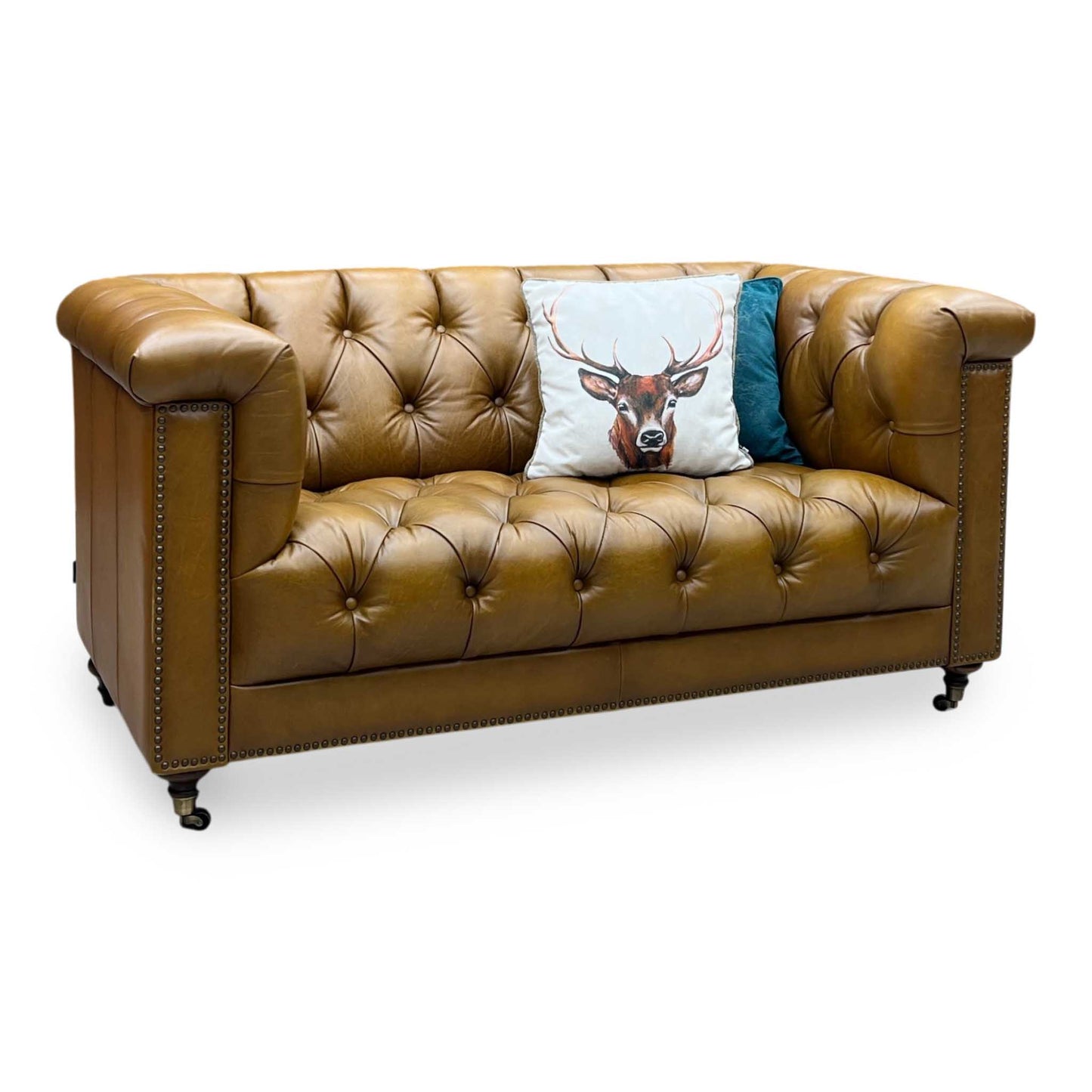 At The Helm ‘Wallace’ X3y1-1957ls Inca Leather 2 Seater Chesterfield Sofa