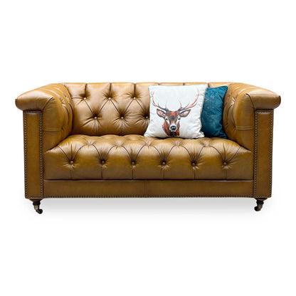 At The Helm ‘Wallace’ X3y1-1957ls Inca Leather 2 Seater Chesterfield Sofa