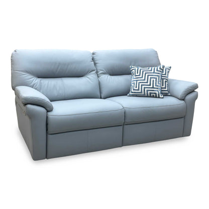 G Plan ‘Seattle’ H008 Durham Steel Grey Leather 3 Seater Power Recliner Sofa with Power Lumbar and Heated Seats