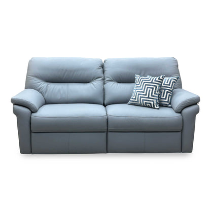 G Plan ‘Seattle’ H008 Durham Steel Grey Leather 3 Seater Power Recliner Sofa with Power Lumbar and Heated Seats