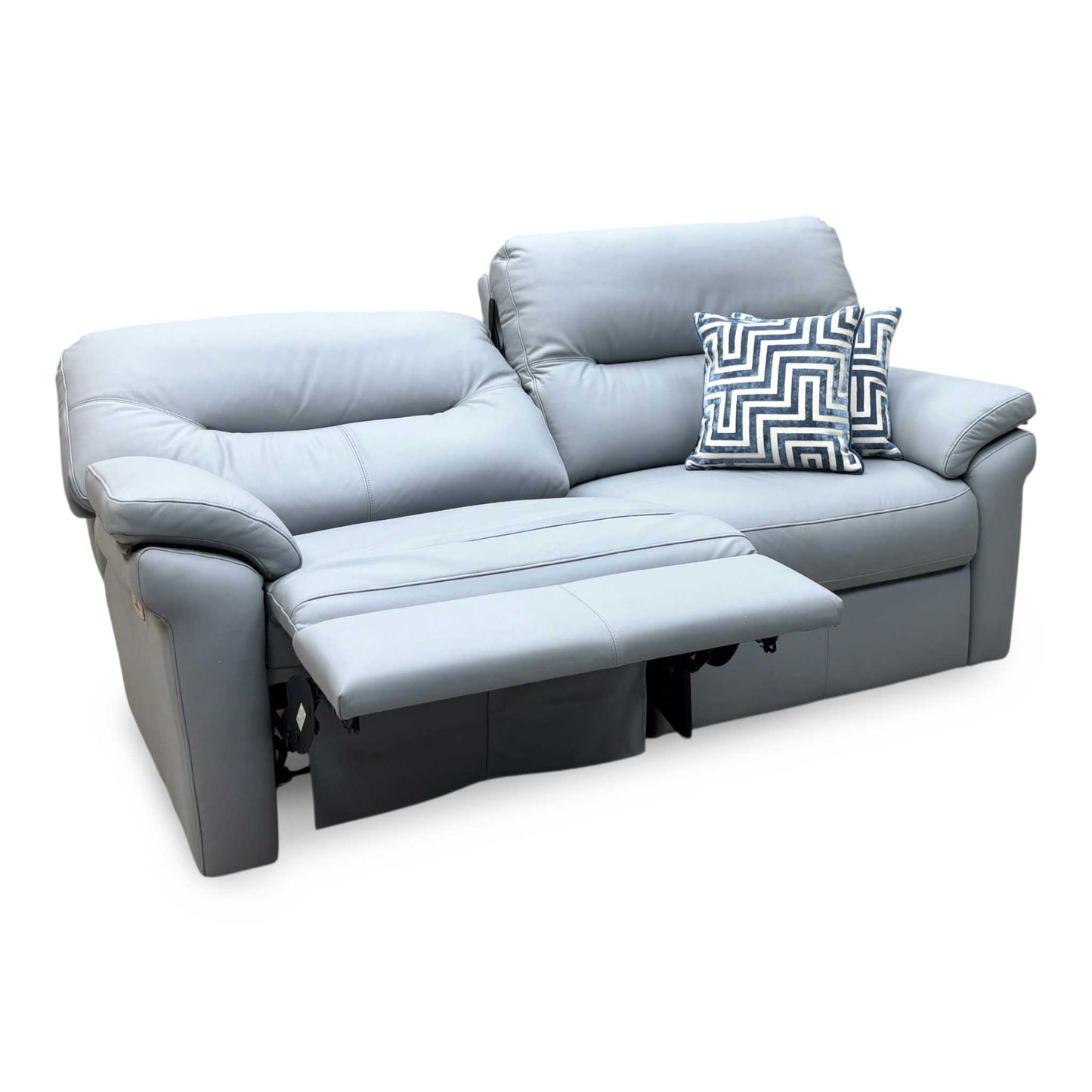 G Plan ‘Seattle’ H008 Durham Steel Grey Leather 3 Seater Power Recliner Sofa with Power Lumbar and Heated Seats