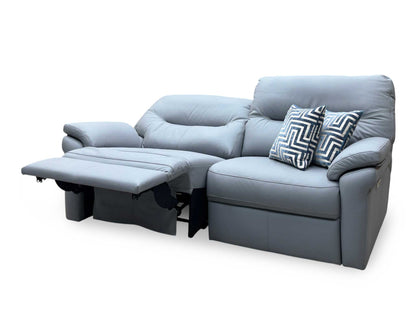 G Plan ‘Seattle’ H008 Durham Steel Grey Leather 3 Seater Power Recliner Sofa with Power Lumbar and Heated Seats