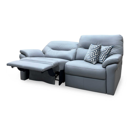G Plan ‘Seattle’ H008 Durham Steel Grey Leather 3 Seater Power Recliner Sofa with Power Lumbar and Heated Seats