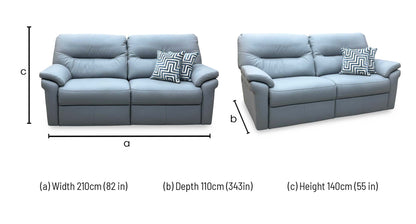 G Plan ‘Seattle’ H008 Durham Steel Grey Leather 3 Seater Power Recliner Sofa with Power Lumbar and Heated Seats