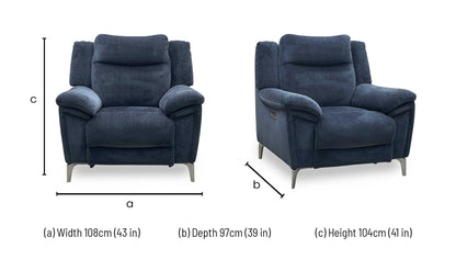 ‘Panache' Manhattan Indigo 58009 Fabric Power Recliner Chair