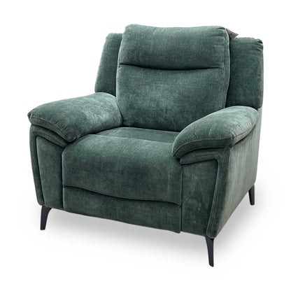 ‘Panache’ Manhattan Pine Green 58001 Fabric Power Recliner Chair with Power Headrest and Heated Seat
