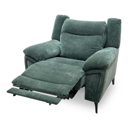 ‘Panache’ Manhattan Pine Green 58001 Fabric Power Recliner Chair with Power Headrest and Heated Seat