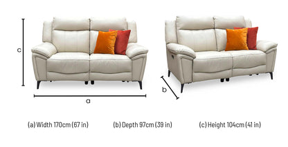 ‘Panache' Bone China Cat-60_05 Leather 2 Seater Power Recliner Sofa