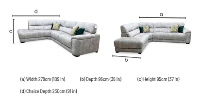 ‘Nova’ Dapple Grey Fabric Chaise End Sofa