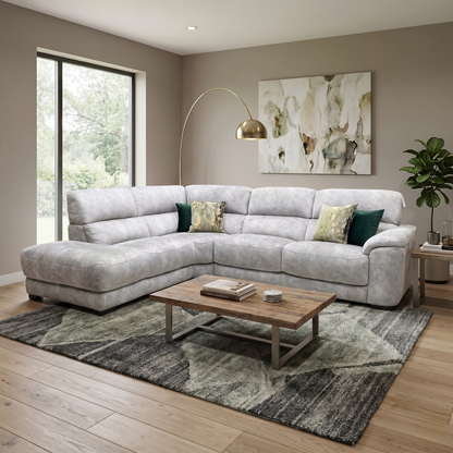 ‘Nova’ Dapple Grey Fabric Chaise End Sofa