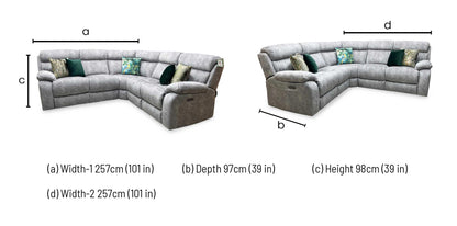‘Moreno’ Bfa-Bnn-R28 Grey Fabric Large Power Recliner Corner Sofa with Power Headrests
