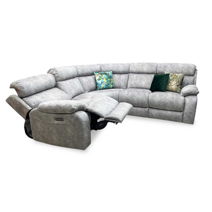 ‘Moreno’ Bfa-Bnn-R28 Grey Fabric Large Power Recliner Corner Sofa with Power Headrests