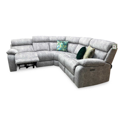 ‘Moreno’ Bfa-Bnn-R28 Grey Fabric Large Power Recliner Corner Sofa with Power Headrests