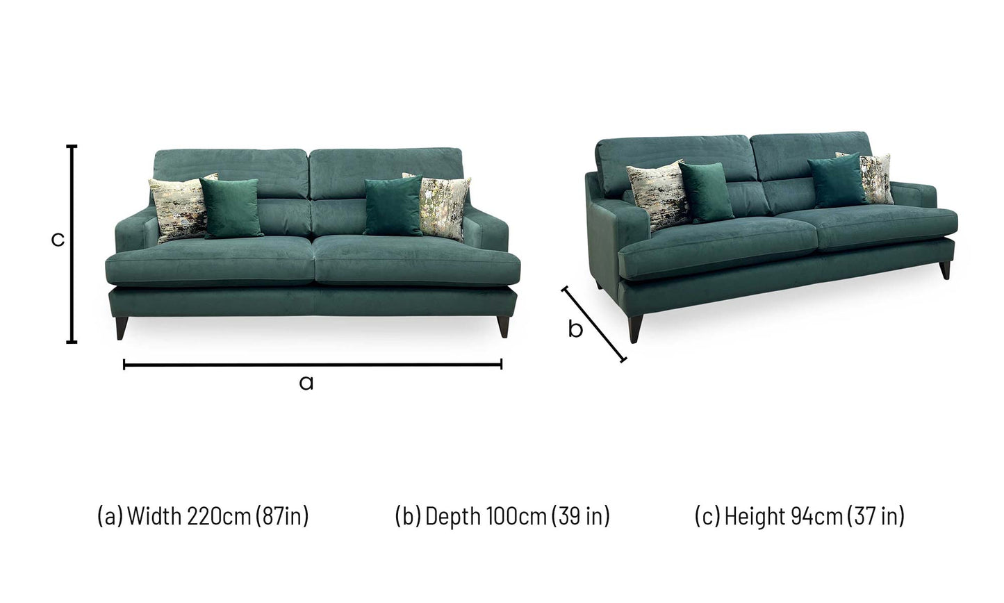 The Lounge Co. ‘Romilly’ Cur226 Curly Kale Green Wa Ft Fabric 4 Seater Sofa