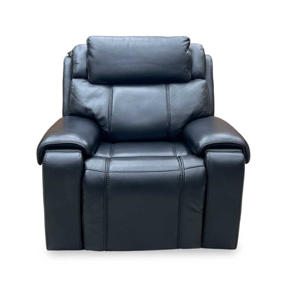 World of Leather ‘Hollywood’ Nc-023c Black Leather Power Recliner Chair with Power Headrest, Bluetooth Speakers and Storage Arms