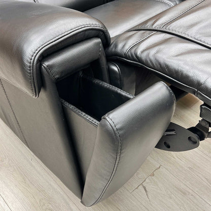 World of Leather ‘Hollywood’ Nc-023c Black Leather Power Recliner Chair with Power Headrest, Bluetooth Speakers and Storage Arms