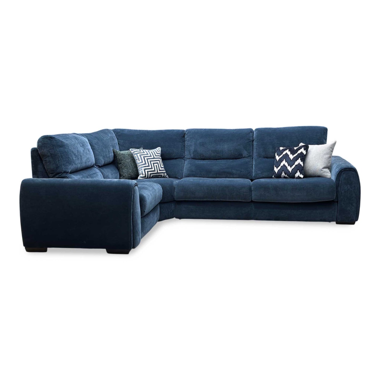 ‘Flex’ Fab-Can-R330 Steel Blue Fabric Small Corner Sofa Bed with Storage Arm