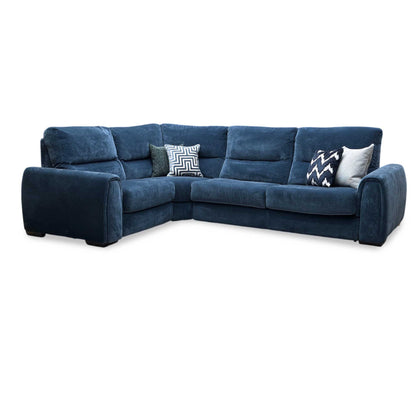 ‘Flex’ Fab-Can-R330 Steel Blue Fabric Small Corner Sofa Bed with Storage Arm