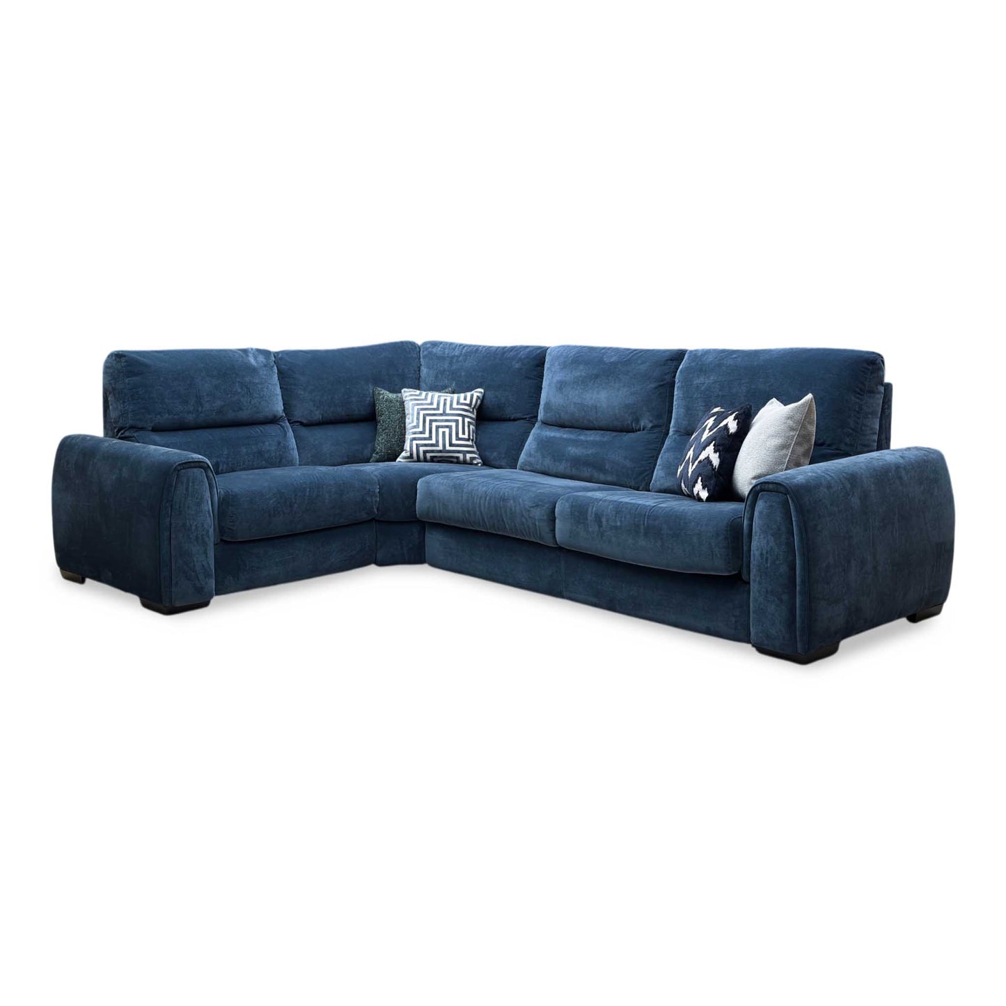 ‘Flex’ Fab-Can-R330 Steel Blue Fabric Small Corner Sofa Bed with Storage Arm