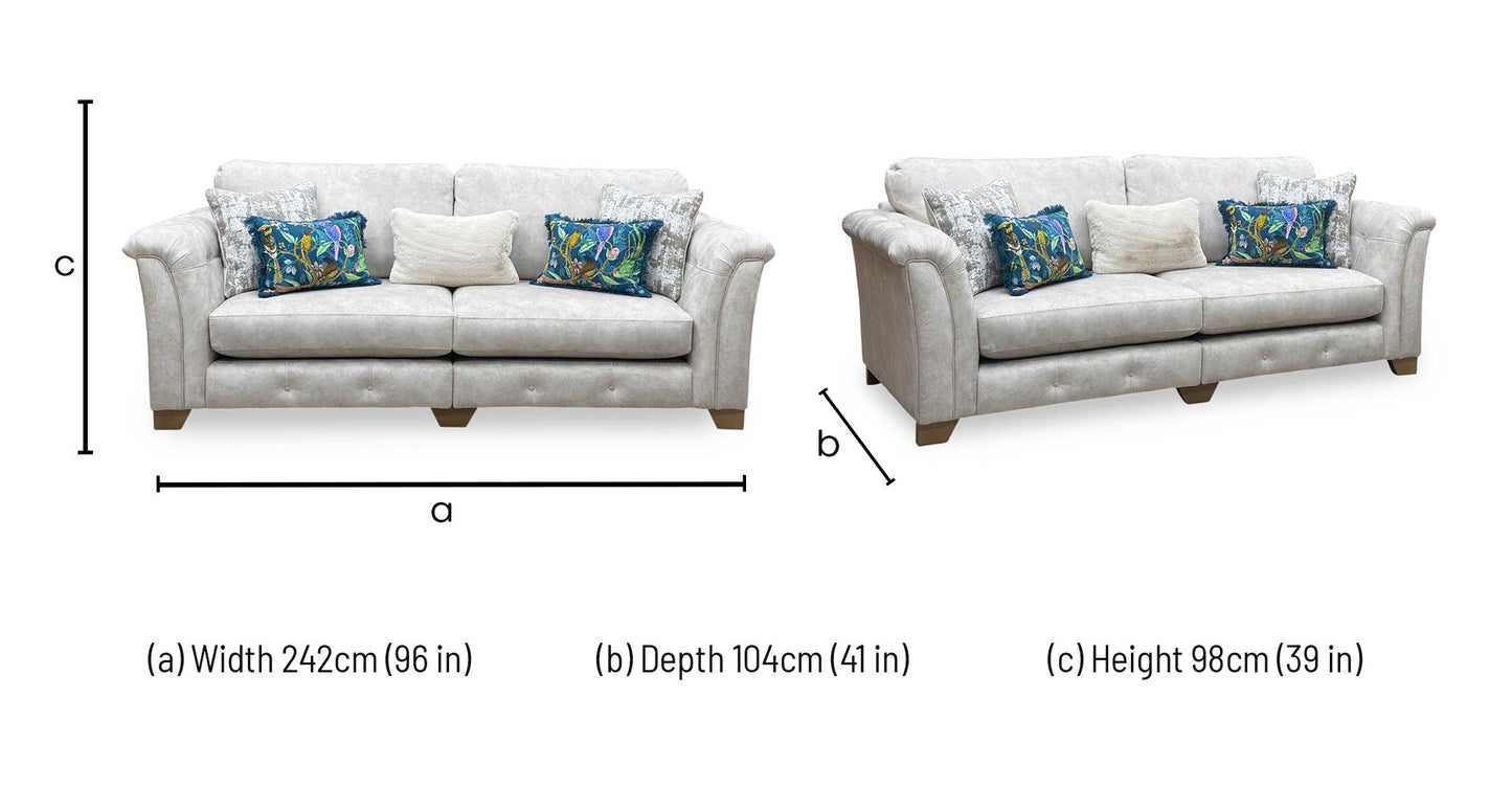 'Aura' Kenzo Cream Fabric 4 + 2 Seater Classic Back Sofa Set