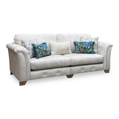 ‘Aura' Kenzo Cream Dw Ft Fabric 4 Seater Classic Back Split Frame Sofa