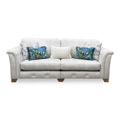 ‘Aura' Kenzo Cream Dw Ft Fabric 4 Seater Classic Back Split Frame Sofa