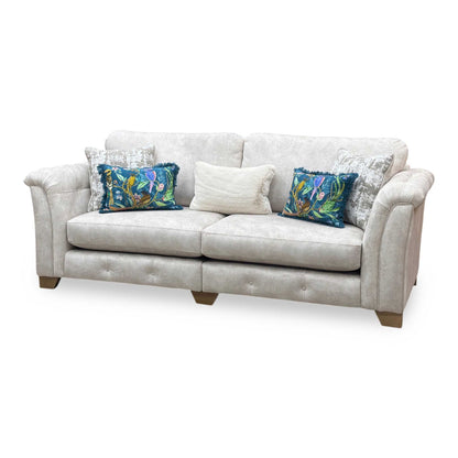 ‘Aura' Kenzo Cream Dw Ft Fabric 4 Seater Classic Back Split Frame Sofa